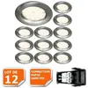 Image de Lot De 12 Spot Led Encastrable Complète Ronde Fixe Alu Brossé Blanc Neutre Eq. 50w