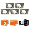 Image de Lot De 5 Spot Encastrable Orientable Led Carré Alu Brossé Gu10 230v Eq. 50w Blanc Chaud