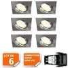 Image de Lot De 6 Spot Encastrable Orientable Led Carré Alu Brossé Gu10 230v Eq. 50w Blanc Neutre