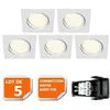 Image de Lot De 5 Spot Encastrable Orientable Carré Led Smd Gu10 230v Blanc Rendu Environ 50w Halogène