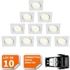 Image de Lampesecoenergie   Lot De 10 Spots Encastrables Orientables Carrés Led Gu10 230v Blanc 5w Équivalent 50w Halogène   Angle De Diffusion 120°   Installation Facile