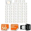 Image de Lot De 50 Spot Encastrable Orientable Carré Led Smd Gu10 230v Blanc Rendu Environ 50w Halogène