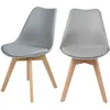 Image de Lot De 2 Chaises Gris Clair Et Pieds Bois - Skandi