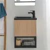 Image de Meuble lave-mains NOVA suspendu métal et bois avec vasque en résine 40x50cm
