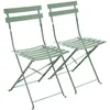 Image de Lot De 2 Chaises De Jardin Bistrot Pliables En Acier Thermolaqué. 49.5 X 41 X 80.5cm