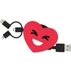 Image de YELLO KOKO YKCABLESUZYHEART - Cable Suzy A/mUSB+USBC+MFI 2.4A 1m Coeur
