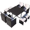 Image de Concept-usine - Table Et Chaises 8 Places En Résine Tressée Noir Et Blanc Florida