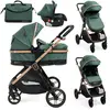 Image de BEBELISSIMO - Poussette combinée trio 3 en 1 - siège auto 0+ IRIS   nacelle   dès la naissance   jusqu’à 22kg - vert