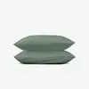 Image de Taie d'oreiller percale lavée x2 - 7 coloris au choix, Vert / 50x70