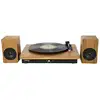 Image de Platine vinyle Halterrego av 2 HP extérieurs, RMS 2*5W,RCA OUT, BT IN, adaptateur inclus , finition laquée noire/asp bois - Neuf