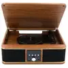 Image de Platine vinyle Halterrego Boston av haut-parleurs intégrés, 3 vitesses, Bluetooth Entrée/sortie, RCA OUT, Aux IN, USB, adaptateur inclus, bois - Neuf