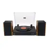 Image de Platine vinyle Halterrego Chicago, av 2 enceintes externes RMS 10w * 2, 3 vitesses, Bluetooth IN, RCA OUT, USB, adaptateur inclus, NOIR - Neuf