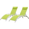 Image de Lot de 2 transats GALAPAGOS en textilène vert - aluminium blanc