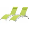 Image de Happy Garden - Lot De 2 Transats Galapagos En Textilène Vert - Aluminium Blanc