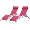 Image de Happy Garden - Lot De 2 Transats Galapagos En Textilène Rose - Aluminium Blanc