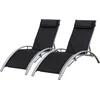 Image de Lot de 2 transats GALAPAGOS en textilène noir - aluminium gris