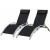 Image de Happy Garden - Lot De 2 Transats Galapagos En Textilène Noir - Aluminium Gris
