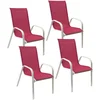 Image de Lot de 4 chaises MARBELLA en textilène rose - aluminium blanc