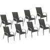 Image de Lot de 8 chaises MARBELLA en textilène gris - aluminium gris