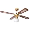 Image de Ventilateur De Plafond Avec Interrupteur À Tirette Lampe De Ventilateur Été Hiver Ventilateur Plafond 3 Niveaux, Verre Opalin, Mdf Brun, 1x E27, D 105 Cm