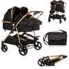 Image de Chipolino Duo Smart Poussette pliante pour 2 enfants Obsidian Gold Noir
