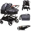 Image de Chipolino Poussette double Duo Smart pliable transformable réglable Chancelière grise gris clair