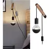 Image de Applique Murale Kian - Bois/noir - E27 - 40w - Ip20 - Sans Ampoule