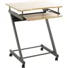 Image de Bureau informatique HAKU sur roulettes, anthracite, chêne - MDF, métal, L/H/P : 60 x 75 x 49 cm