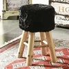 Image de M&s - Tabouret Rond 30x45 Cm En Tissu Noir Et Pieds En Bois