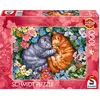 Image de Puzzle 1000 pièces Schmidt Spiele Sommeil aux Pattes de Velours Illustration colorée Chats gris et roux Paysage - Neuf