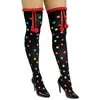 Image de Bas noirs Ã  pois multicolores et pompons