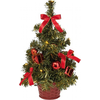 Image de Sapin de Noël décoré rouge 10 LED blanc chaud 35cm à piles