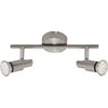Image de Plafonnier LED Spot BRILONER LEUCHTEN ONE, 3 W, 250 lm, IP20, nickel mat, métal, incl., 2x GU10, 27,5 x 8 x 12 cm