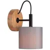 Image de Spot mural BRILON LEUCHTEN RHON, 25 W, IP20, gris, métal-bois-tissu, excl. 1x E14, Ø 12,5 cm