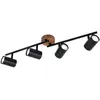 Image de Plafonnier Spot BRILONER LEUCHTEN MURITZ, 35 W, IP20, noir, métal-bois, incl., 4x GU10, 68,2 x 9 x 14,5 cm