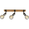 Image de Plafonnier Spot BRILONER LEUCHTEN WOOD BASIC, 25 W, IP20, gunmetal, métal-bois, excl. 3x E27, 48 x 10 x 9 cm
