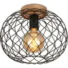Image de Plafonnier BRILONER LEUCHTEN WINKI, 40 W, IP20, noir, métal-bois, excl. 1x E27, Ø 30 cm