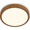 Image de BRILONER -Plafonnier LED, plafonnier en bois, lumière blanche chaude, plafonnier apparent, aspect bois, Ø280x40 mm, Wood-coloured