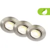 Image de Briloner Lot de 3 spots LED encastrables 230V,intensité lumineuse variable,haute stabilité des couleurs,interrupteur CTS,orientable,nickel mat,9x2,4cm