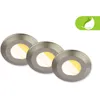 Image de Briloner Klira Lot de 3 spots LED encastrables 230V pour salle de bain, intensité lumineuse variable, haute stabilité des couleurs Ra90, interrupteur CTS, protection contre les projections d'eau, nickel mat, 9 x 3 cm