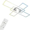 Image de Plafonnier LED puissant Moderne carré, 46W 6600lm, Avec télécommande pour régler la couleur de la lumière, dimmable, lustre chromé pour le salon, Chambre, 104x71x10cm