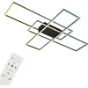 Image de Plafonnier LED puissant Moderne carré, 46W 6600lm, Avec télécommande pour régler la couleur de la lumière, dimmable, lustre noir pour le salon, Chambre, 104x71x10cm