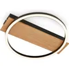 Image de Briloner Kada Lampe de plafond LED,Reproduction bois, ON/OFF, lumière blanche chaude, noir-bois, 34 x 30 x 6 cm