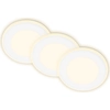 Image de Briloner Gima Set de 3 spots LED encastrables 230V, fonction veilleuse, surfaces et anneaux commutables séparément, fonction mémoire, lumière blanche chaude, blanc, Ø9,3 x 3 cm