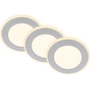 Image de Briloner Gima Set de 3 spots LED encastrables 230V, IP20, fonction veilleuse, surfaces et anneaux commutables séparément, fonction mémoire, lumière blanc chaud, chrome mat, Ø9,3x3cm