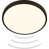 Image de Briloner Chet Lampe de plafond LED avec détecteur de mouvement IP54, détecteur de mouvement, protection contre les éclaboussures et la poussière, portée 3m, détection 95 degrés, noir, Ø29 x 6,5 cm