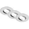Image de Briloner Kulana A Set de 3 spots LED encastrables, 230V, CEE A source lumineuse*, pivotant, plat, chrome mat, 9 x 2,4 cm