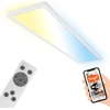 Image de Briloner Tava LED Plafonnier 98cm, Smart via App etvocale, Télécommande, Variable, Plat, Blanc, 98 x 20 x 3 cm