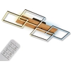 Image de Briloner Cornice LED Plafonnier, télécommande, variateur, éclairage indirect, fonction mémoire, noir-bois, 95,5 x 41 x 8,5 cm