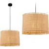 Image de Suspension Borra de Brilon, abat-jour en paille, style boh me, douille E27, naturel, 40 x 128 cm